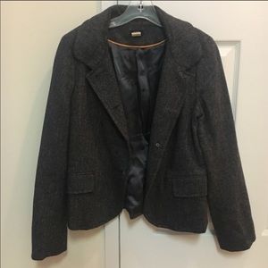 J. Crew black and grey herringbone wool blazer